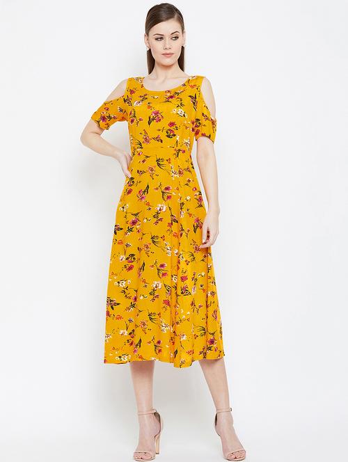 cold shoulder floral flared dress - 16405399 - Very Small Image - 1