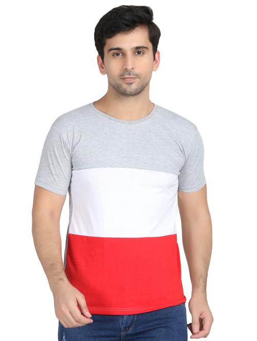 grey color block t-shirt - 16406835 - Very Small Image - 1