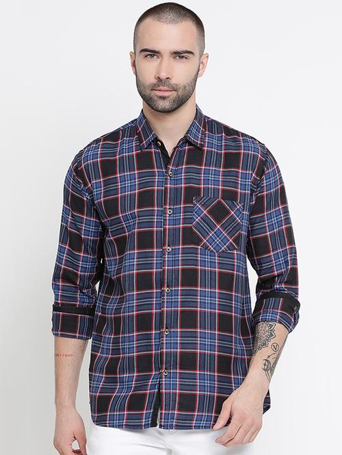 blue checkered casual shirt - 16407097 - Very Small Image - 1