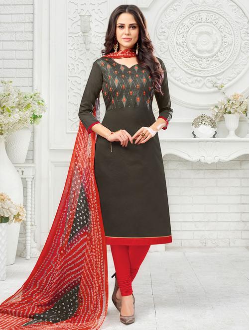 embroidered unstitched churidaar suit - 16408192 - Very Small Image - 1