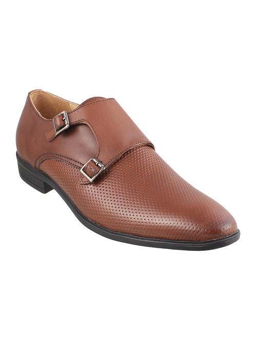 metro brown leather slip on monk straps - 16408444 - Very Small Image - 1