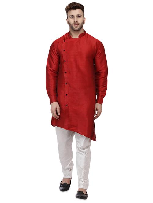 red solid asymmetric kurta - 16408981 - Very Small Image - 1