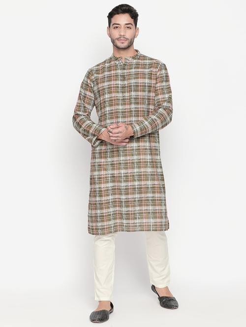 green checkered long kurta - 16416854 - Very Small Image - 1