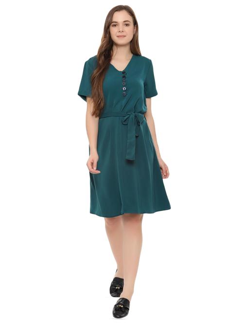 tie front button detail a-line dress  - 16419295 - Very Small Image - 1