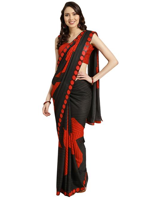 geometrical printed saree with blouse - 16420295 - Very Small Image - 1
