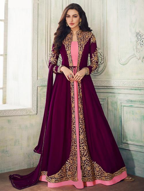 embroidered semi-stitched suit - 16420733 - Very Small Image - 1