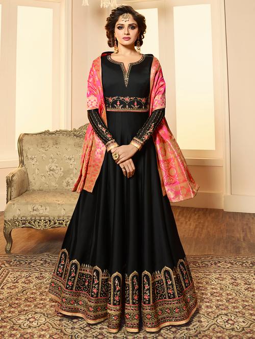 embroidered semi-stitched suit - 16421991 - Very Small Image - 1