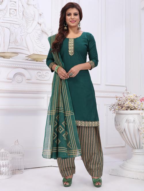printed unstitched salwar suit - 16422208 - Very Small Image - 1