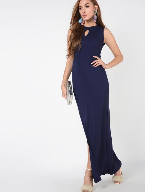 keyhole neck high slit dress - 16422384 - Very Small Image - 1