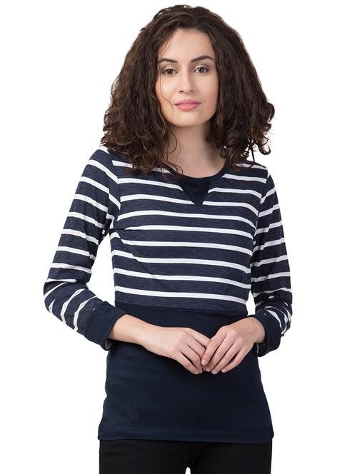 round neck striped tee - 16422817 - Very Small Image - 1