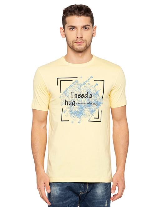 yellow typographic chest print t-shirt  - 16424079 - Very Small Image - 1