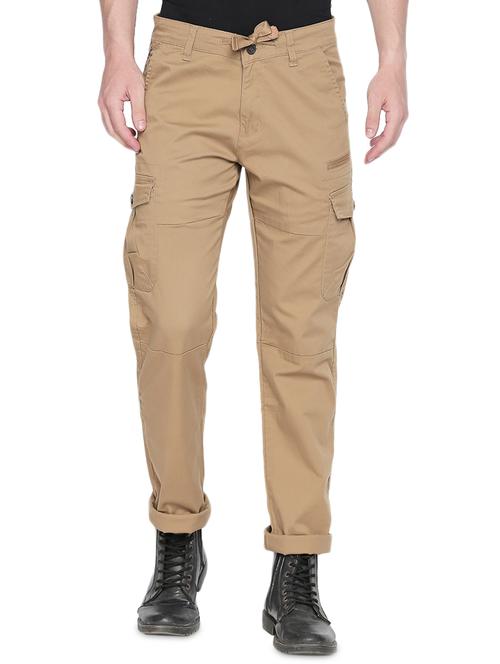 beige cotton casual trousers - 16425036 - Very Small Image - 1