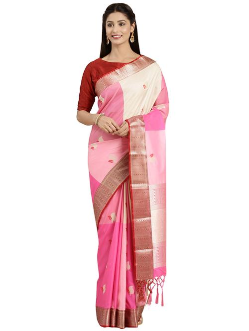 color block kanjivaram saree with blouse - 16428177 - Very Small Image - 1