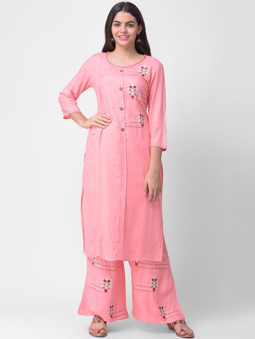 embroidered kurta palazzo set - 16428355 - Very Small Image - 1