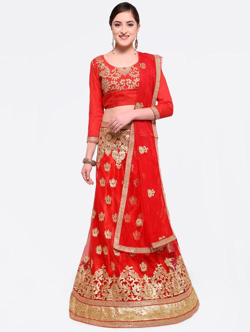 embroidered a-line lehenga - 16428610 - Very Small Image - 1