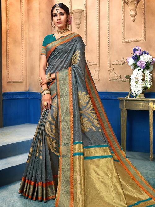 self-design bhagalpuri saree with blouse - 16428810 - Very Small Image - 1