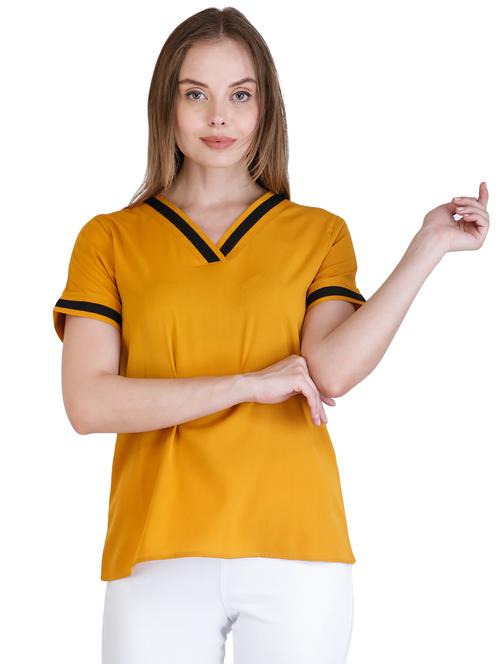v- neck contrast bind top  - 16430726 - Very Small Image - 1