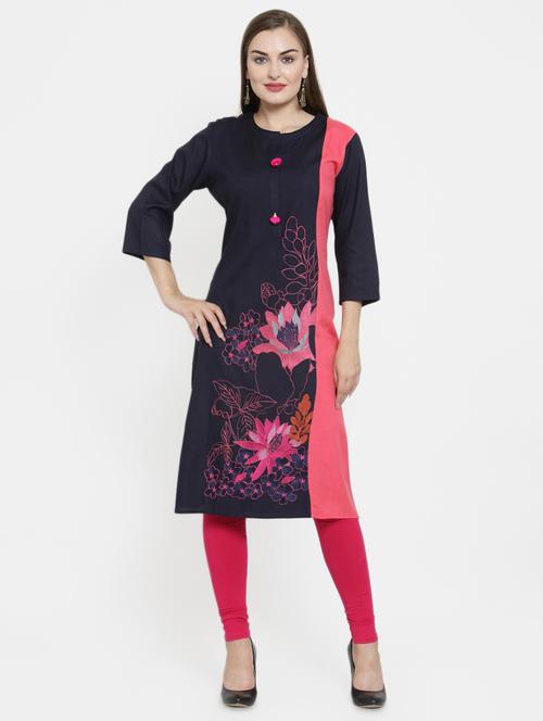 embroidered straight kurta - 16430821 - Very Small Image - 1