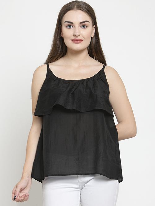 women's layered shoulder strap top - 16431735 - Very Small Image - 1