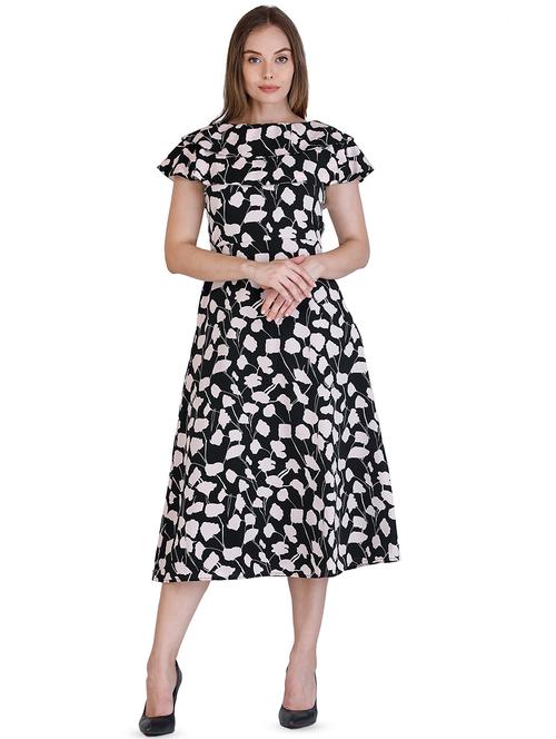 cape sleeved printed a-line dress - 16433459 - Very Small Image - 1
