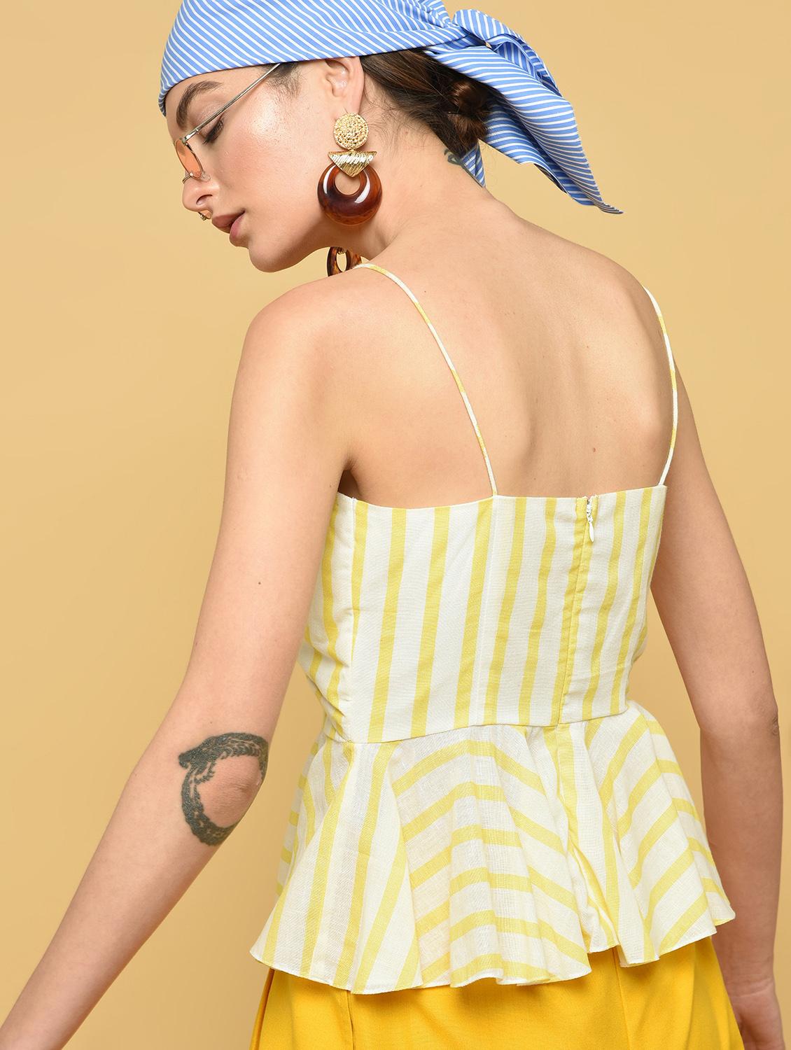 knot detail striped peplum top - 16433515 - Standard Image - 3