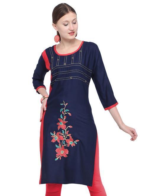 embroidered straight kurta - 16434275 - Very Small Image - 1