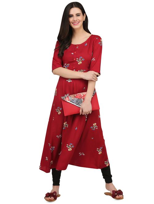 floral printed flared kurta - 16434606 - Very Small Image - 1