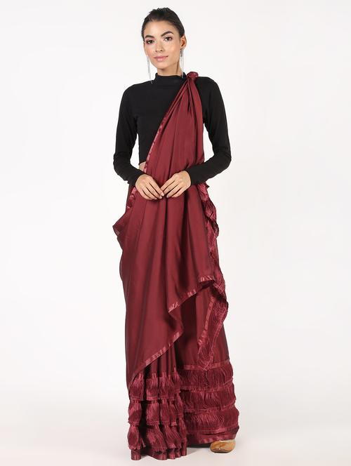 ruffle fusion saree with blouse - 16435248 - Very Small Image - 1