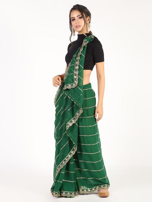 sequin embroidered saree with blouse - 16435273 - Very Small Image - 1