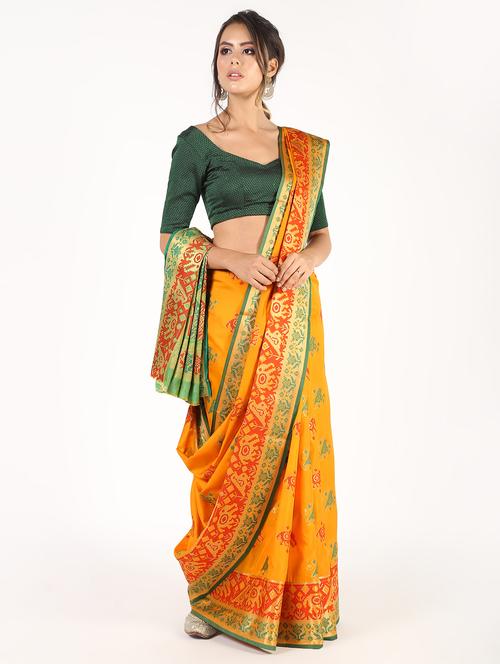 geometrical zari motif patola saree with blouse - 16435288 - Very Small Image - 1