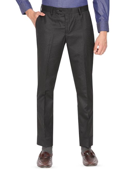 black striped flat front formal trouser - 16436587 - Very Small Image - 1