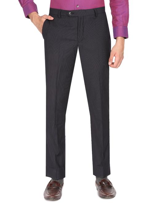 grey striped flat front formal trouser - 16436591 - Very Small Image - 1