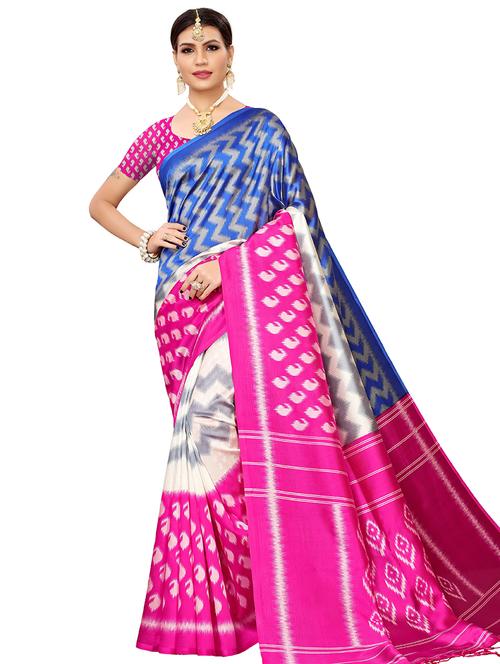 ikat banarasi saree with blouse - 16438535 - Very Small Image - 1