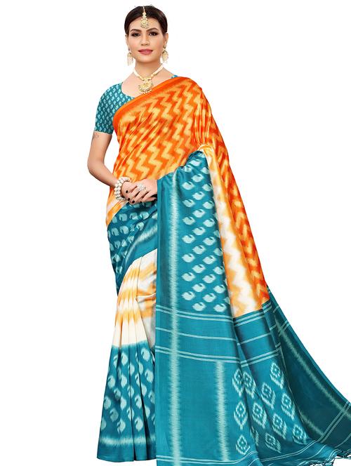 ikat banarasi saree with blouse - 16438536 - Very Small Image - 1