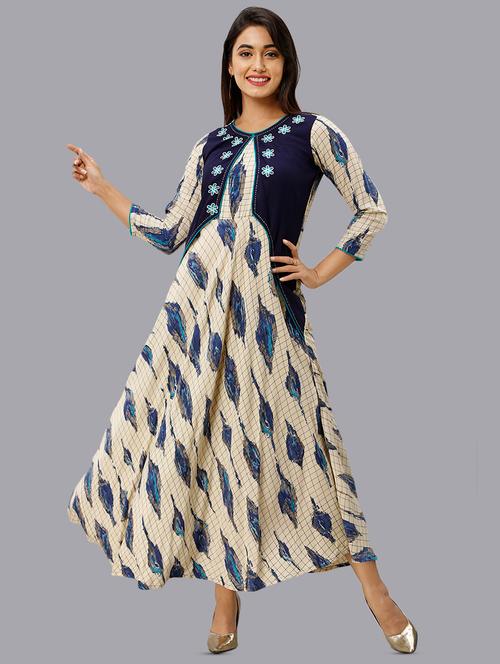 checkered anarkali kurta with jacket - 16442186 - Very Small Image - 1