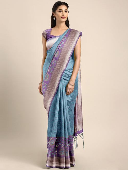 checkered zari motif kanjivaram saree with blouse - 16444617 - Very Small Image - 1