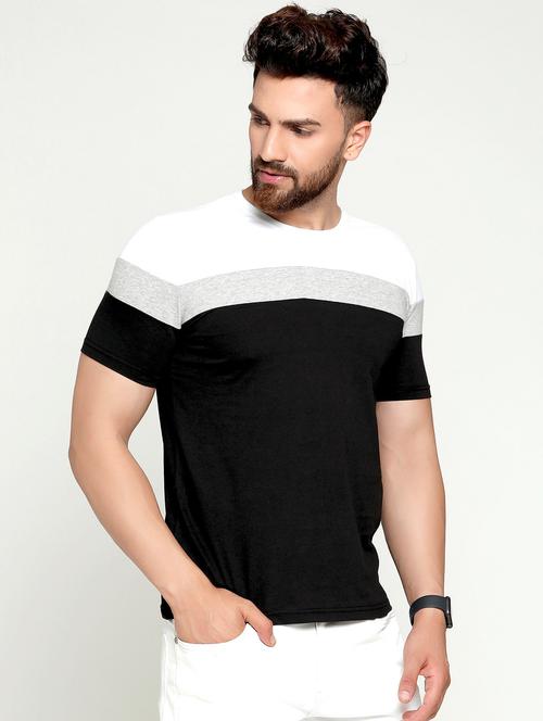 men black regular fit color block t-shirt - 16445117 - Very Small Image - 1