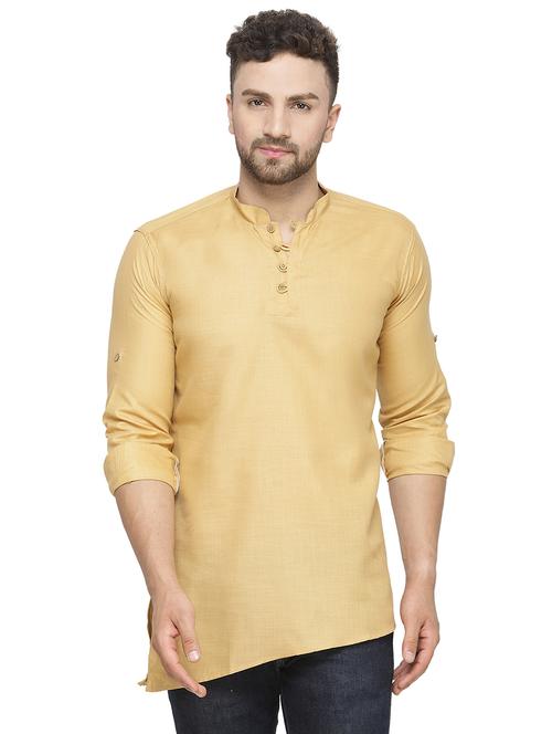 beige solid asymmetric kurta - 16445478 - Very Small Image - 1