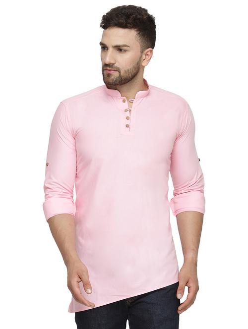 pink solid asymmetric kurta - 16445481 - Very Small Image - 1