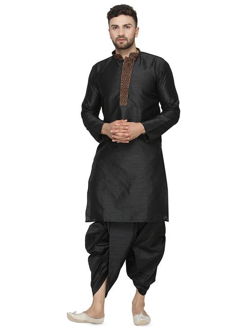 black dupion dhoti kurta set - 16445557 - Very Small Image - 1