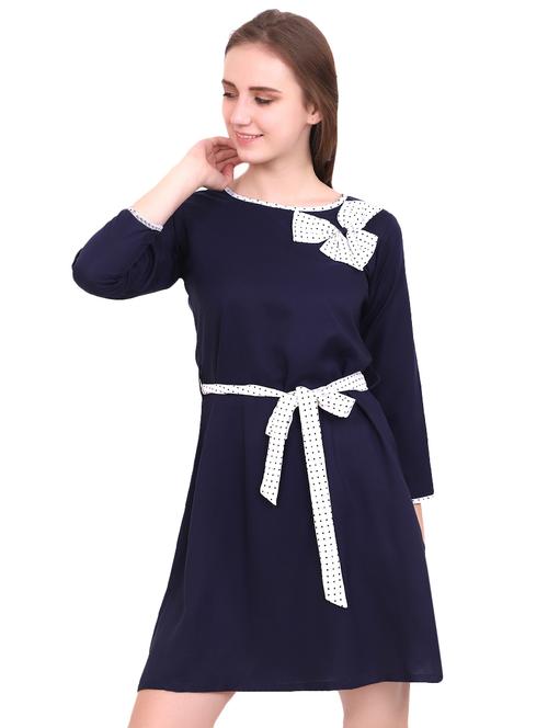 bow patch tie front a-line dress  - 16446968 - Very Small Image - 1