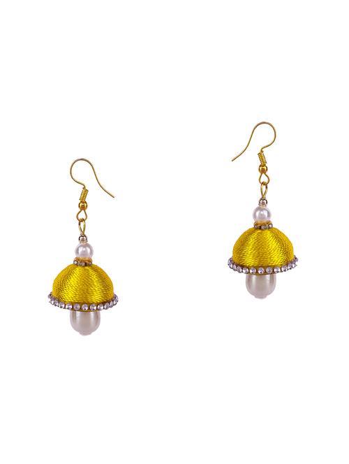 yellow  jhumka earring - 16448351 - Very Small Image - 1