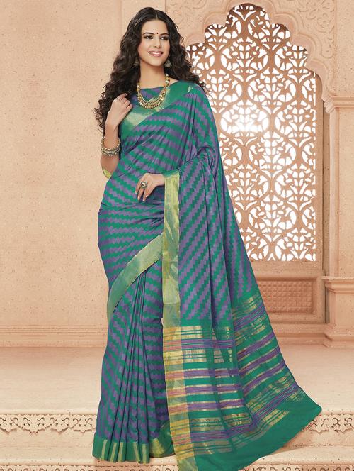 self-design woven saree with blouse - 16448794 - Very Small Image - 1