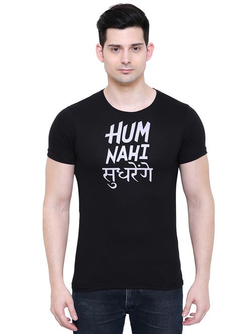 black typographic chest print t-shirt - 16450250 - Very Small Image - 1