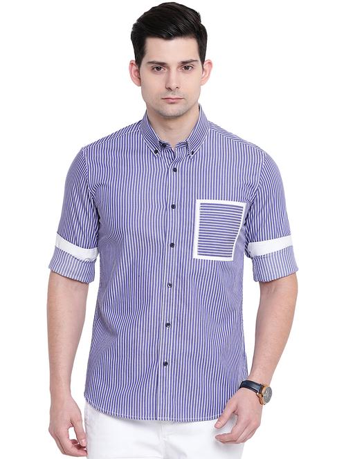 light blue striped casual shirt - 16451289 - Very Small Image - 1