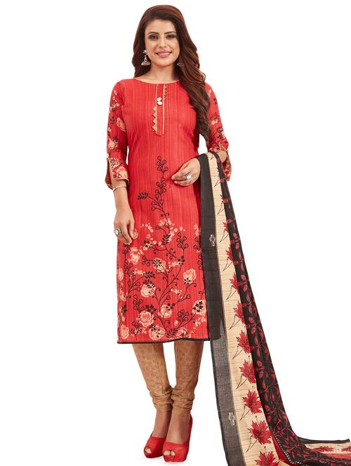 printed straight unstitched suit - 16451762 - Very Small Image - 1