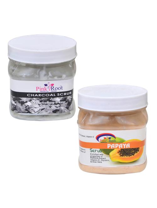 pink root charcoal scrub 500gm with papaya scrub 500gm - 16452006 - Very Small Image - 1