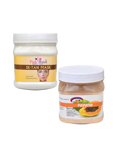 pink root de tan mask 500gm with papaya scrub 500gm - 16452283 - Very Small Image - 1