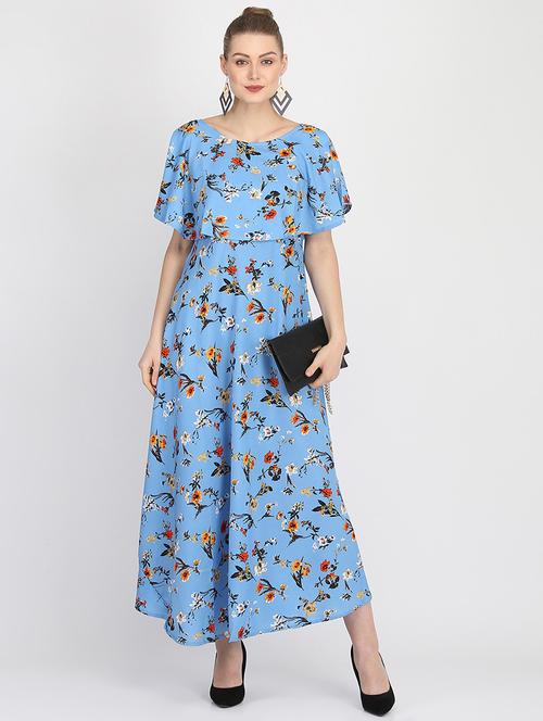 cape sleeved floral a-line dress - 16453985 - Very Small Image - 1
