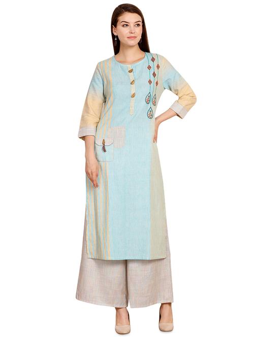 embroidered kurta palazzo set - 16456345 - Very Small Image - 1